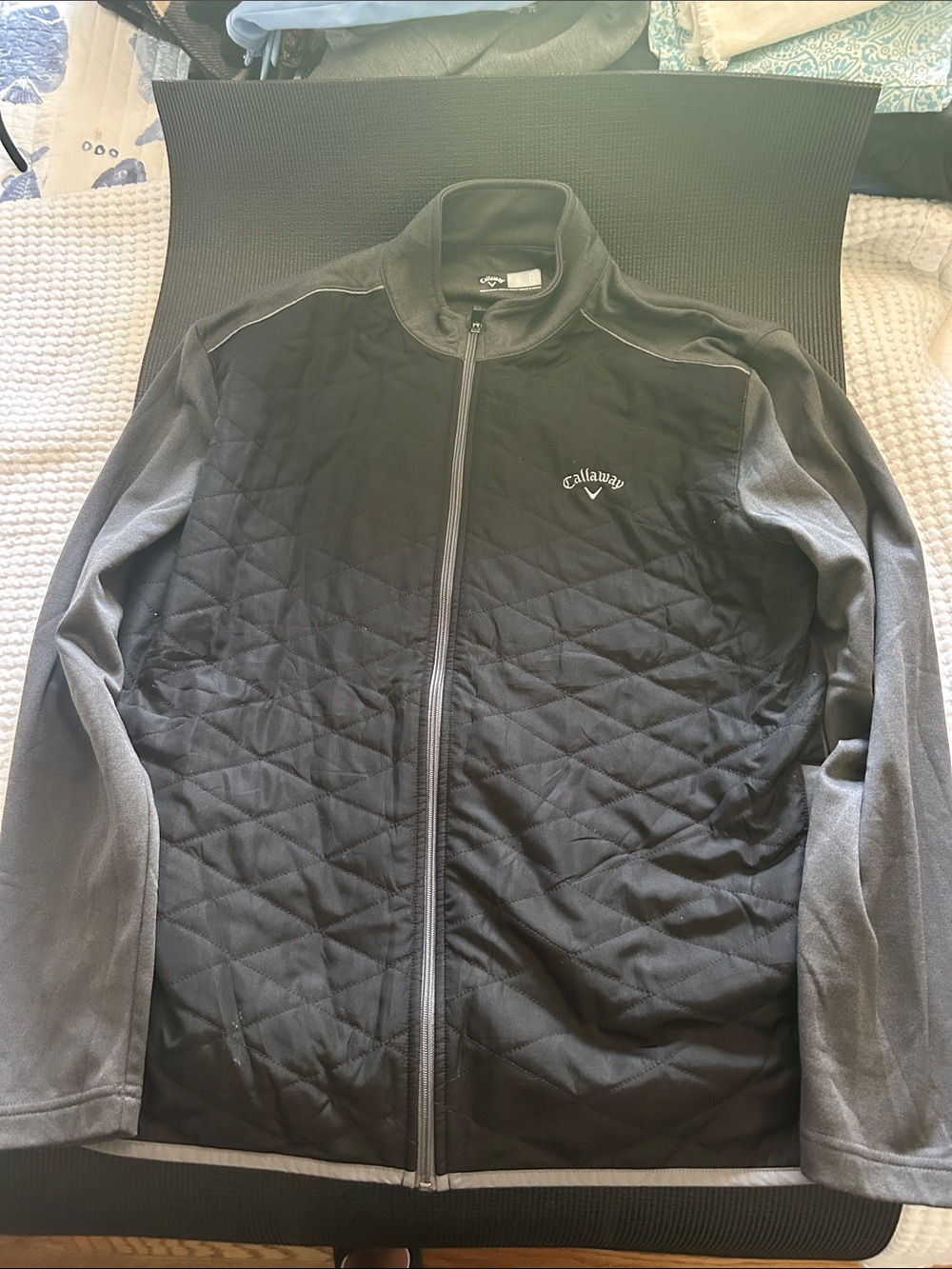 Callaway Black Quilted Front with Gray Sleeves Full-Zip Jacket